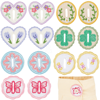 14Pcs 2 Bags Oval/Heart/Flat Round Polyester Embroidery Sew On Patches PATC-CY0001-75-1