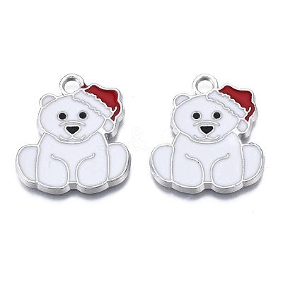 Bear Alloy Enamel Pendants X-ENAM-R041-33-1