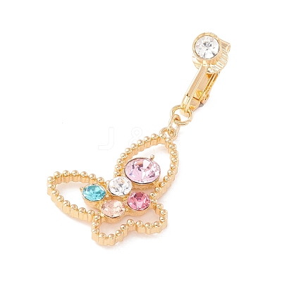 Butterfly Rhinestone Charm Belly Ring AJEW-F057-09G-1