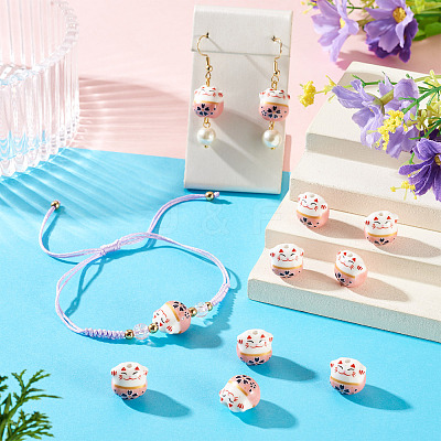 9Pcs Handmade Printed Porcelain Beads PORC-TADJ0001-01D-1