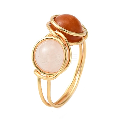 Natural Mixed Gemstone Finger Ring RJEW-JR00590-1