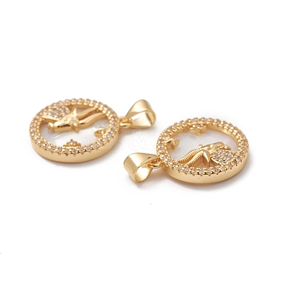 Rack Plating Brass Shell Pendants KK-D087-25G-09-1