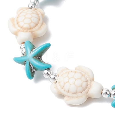 Synthetic Turquoise Beaded Stretch Bracelets for Men Women BJEW-JB11760-02-1