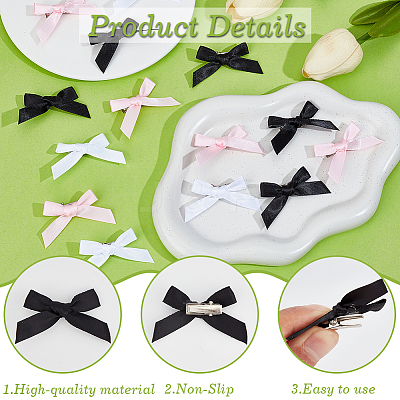 60Pcs 3 Colors Ribbon Bowknot Alligator Hair Clip PHAR-SC0001-007-1