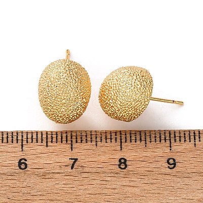 Brass Textured Stud Earrings EJEW-A143-02E-G-1