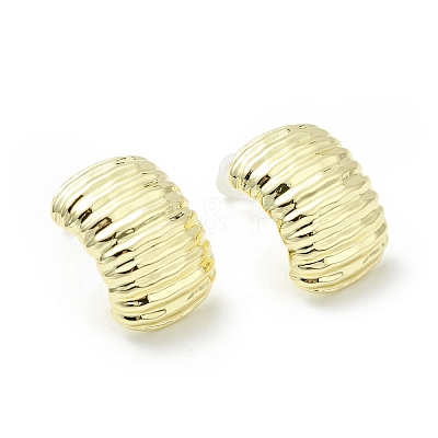 Alloy Curved Rectangle Stud Earrings with 925 Sterling Silver Pins for Women EJEW-G310-07G-1