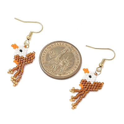 5 Pairs 304 Stainless Steel MIYUKI Glass Seed Beads Bird Dangle Earrings EJEW-MZ00555-1