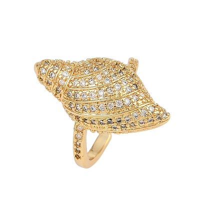Brass Micro Pave Cubic Zirconia Cuff Rings for Women RJEW-L132-03G-01-1