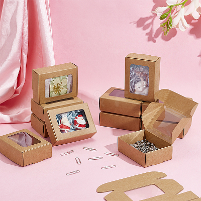 Foldable Creative Kraft Paper Mailer Boxes with Visible Window CON-WH0113-08A-02-1