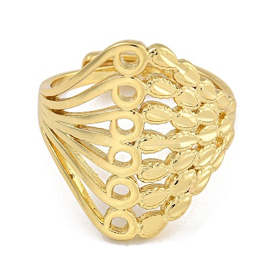 Hollow Brass Adjustable Rings RJEW-P127-06G-1