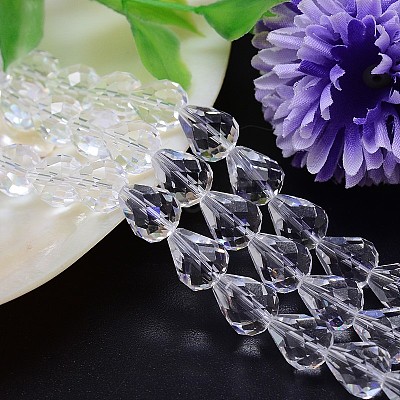Faceted Teardrop Imitation Austrian Crystal Bead Strands G-M185-12x10mm-01A-1