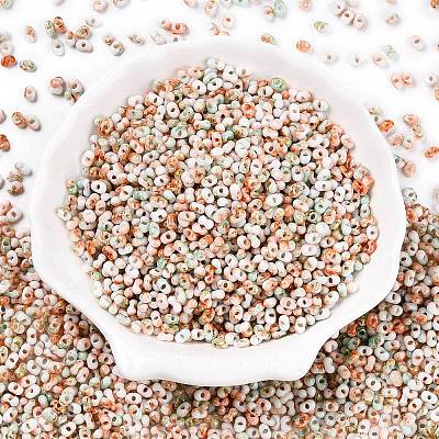 Two Tone Baking Paint Glass Seed Beads SEED-C003-01Q-1