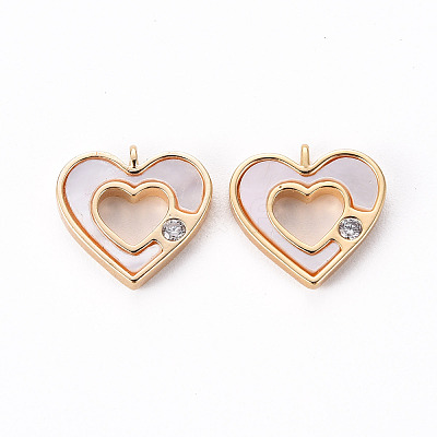 Brass Micro Pave Clear Cubic Zirconia Charms KK-Q765-023-NF-1