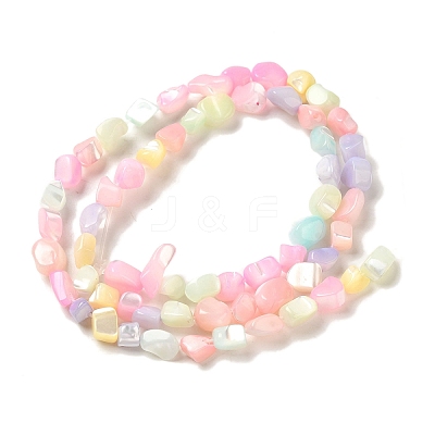 Rainbow Color Dyed Natural Freshwater Shell Beads Strands SHEL-G018-02E-1