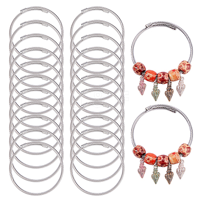 24Pcs 304 Stainless Steel Twisted Rope Shape Bangles for Women BJEW-HS0001-02-1