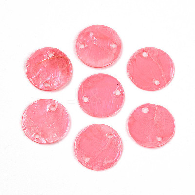 Dyed Natural Capiz Shell Disc Links Connector Charms SSHEL-WH0006-01A-2-1