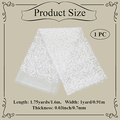 Polyester Leaf Lace Embroidery Fabrics DIY-WH20081-073B-1