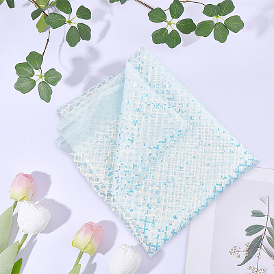 1M Polyester & PVC Sequined Mesh Fabric DIY-CY0003-54A-1