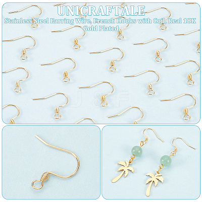 100Pcs 304 Stainless Steel Earring Wire STAS-UN0058-43-1