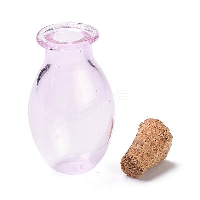 Oval Glass Cork Bottles Ornament AJEW-O032-03C-1
