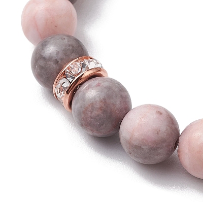 8.5mm Round Natural Pink Zebra Jasper Beaded Stretch Bracelets BJEW-JB10256-01-1