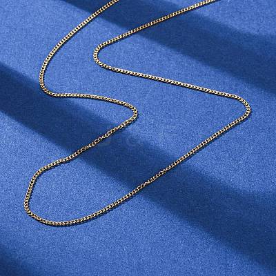 1.5MM 304 Stainless Steel Curb Chain Necklaces NJEW-T016-28G-1