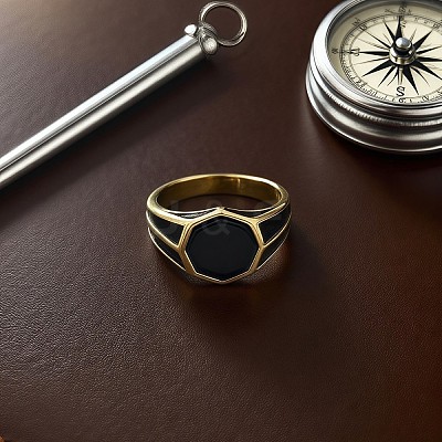304 Stainless Steel with Glass Finger Rings for Men FS-WGAAEBE-01-1