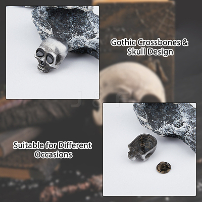 4Pcs Skull Alloy Brooches AJEW-FH0005-58A-1