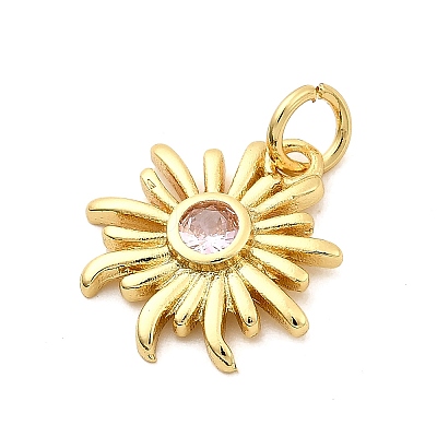 Sun Brass Micro Pave Cubic Zirconia Pendants KK-C134-11G-03-1