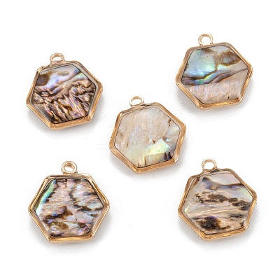Natural Paua Shell Pendants KK-K252-05G-02-1