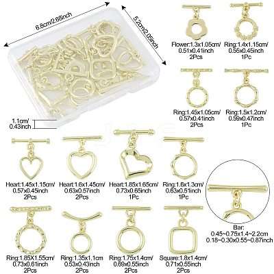 20Pcs 12 Styles Alloy Toggle Clasps FIND-FS0004-53G-1