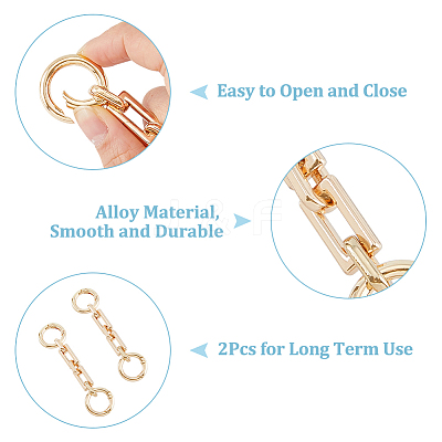 2Pcs Zinc Alloy Bag Extender Cable Chains FIND-FI0001-03G-1