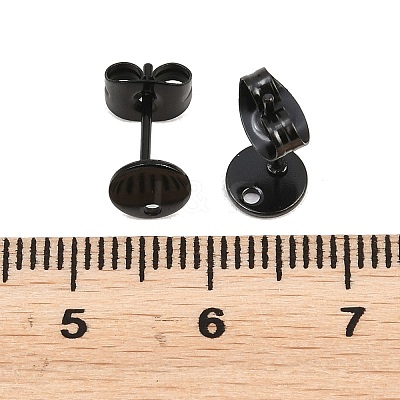 Ion Plating(IP) 304 Stainless Steel Stud Earring Findings STAS-P198-25-6mm-B-1