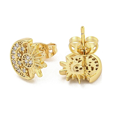Brass Micro Pave Cubic Zirconia Ear Studs EJEW-P261-26C-G-1