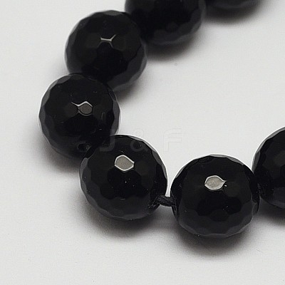 Faceted Round Grade A Synthetic Black Stone Beads Strands G-N0137-04-6mm-1