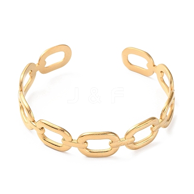 304 Stainless Steel Hollow Oval Cuff Bangles BJEW-F457-23G-1
