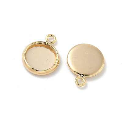 Flat Round Brass Pendant Cabochon Settings KK-K414-14B-G-1