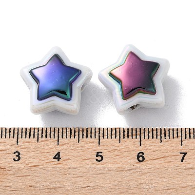 UV Plating Rainbow Iridescent Acrylic Beads OACR-H112-19A-1