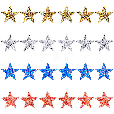 24Pcs 4 Colors Star Hotfix Rhinestone Iron on Patches DIY-FG0003-83-1