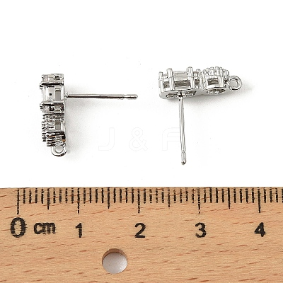 Brass Micro Pave Clear Cubic Zirconia Stud Earring Findings LS-KK-C107-06P-1