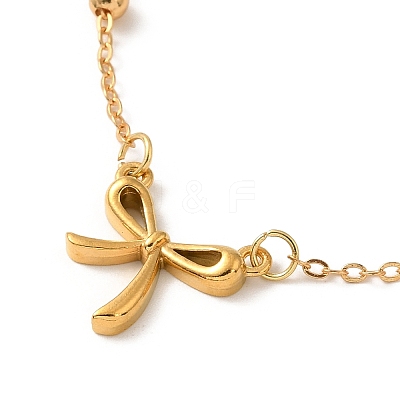 Bowknot Brass Link Bracelets for Women BJEW-TA00537-1