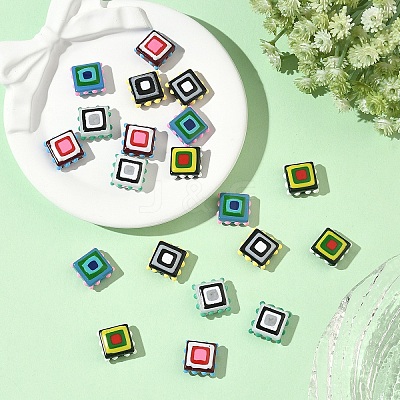 10Pcs 5 Colors Painted Glass Beads Enamel Beads LAMP-YW0001-95-1
