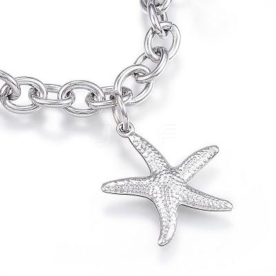 Tarnish Resistant 304 Stainless Steel Charm Bracelets BJEW-G544-05P-1