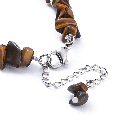 Natural Tiger Eye Chip Bracelets BJEW-JB04489-01-1