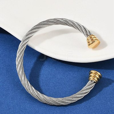 304 Stainless Steel Cuff Bangles BJEW-M136-01C-PG-1