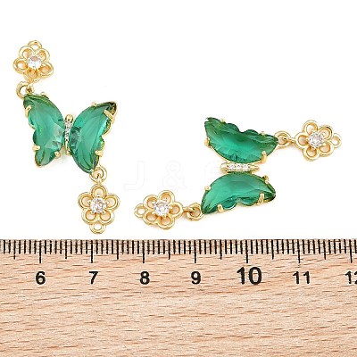 Brass Micro Pave Cubic Zirconia Connector Charms CU-CBACDF6-01G-15-1
