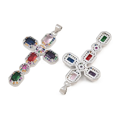 Brass Micro Pave Cubic Zirconia Pendants CU-CBADC6C-13P-08-1