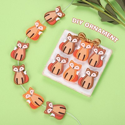 12Pcs 3 Colors Cartoon Fox Silicone Focal Beads JX716A-1