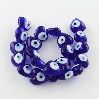 Heart Evil Eye Lampwork Bead Strands LAMP-R119-01-1