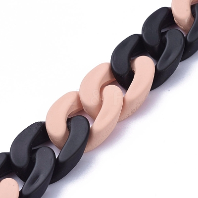Handmade Opaque Spray Painted Acrylic Curb Chains AJEW-JB00619-02-1